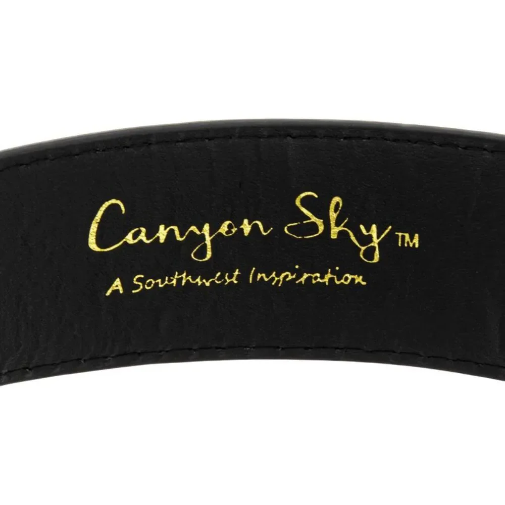 Canyon Sky Men's Rustic Chevron Inlay Two Tone Leather Belt in Brown/Black, 42